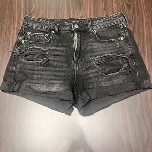 American Eagle Black Ripped Tomgirl Jean Shorts